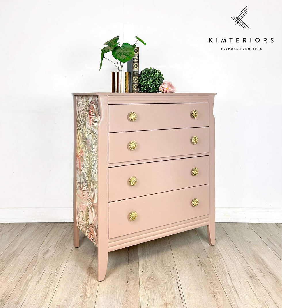 Pink Lebus chest of 4 drawers