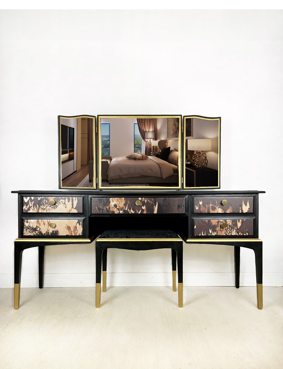 Thumbnail: Stag Dressing Table in Black and Gold