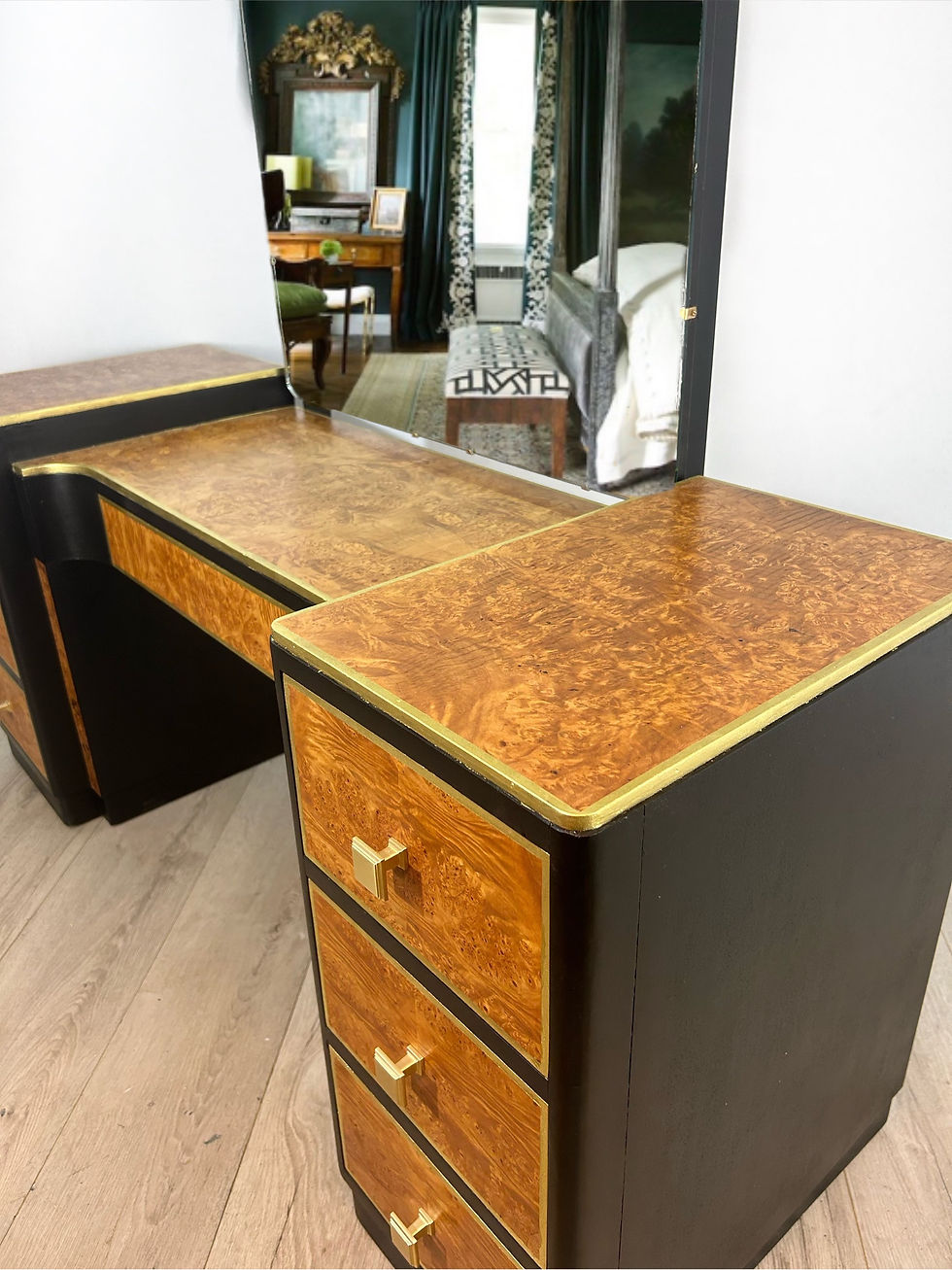 Thumbnail: Black and Gold Art Deco Dressing Table