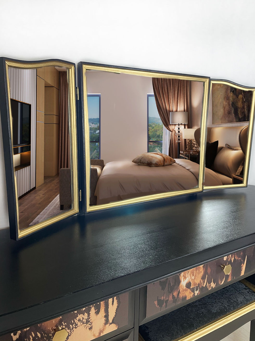 Thumbnail: Stag Dressing Table in Black and Gold