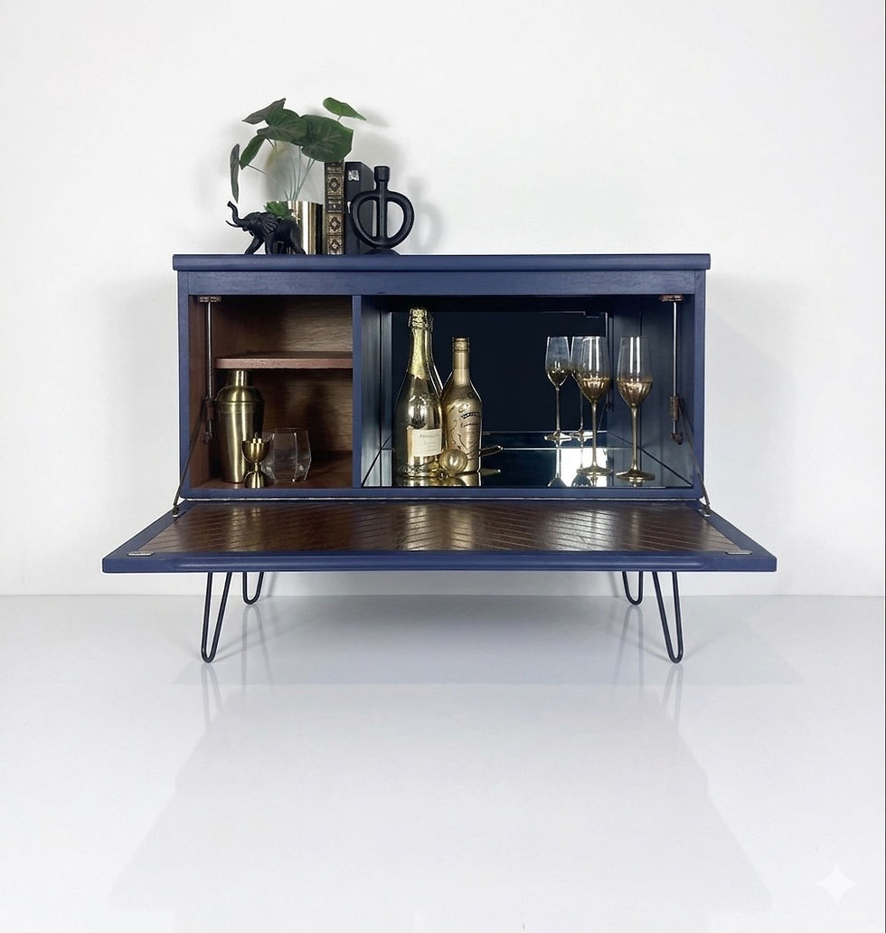 Thumbnail: mid century blue nathan storage cabinet