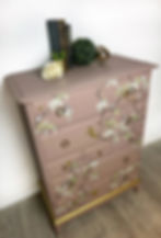 Thumbnail: Stag Minstrel Tallboy in pink and gold chest of drawers, blossom flight, 7 drawers, bedroom furniture