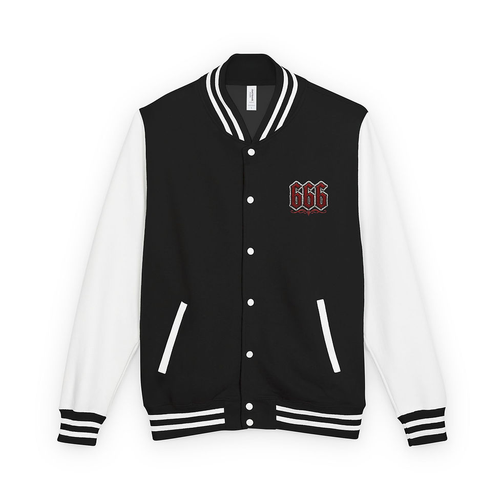 Thumbnail: Letterman Jacket - Gothic Angel 'L' Varsity Jacket with 666 Chest Patch
