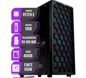 PC Gamer Ryzen 5, RX580, 16 GB, ssd 480GB
