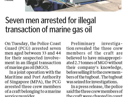 Seven men arrested for illegal transaction of marine gas oil