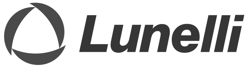 Logotipo da Lunelli em cinza sobre fundo preto.