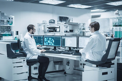 scientists analysing data on a computer
