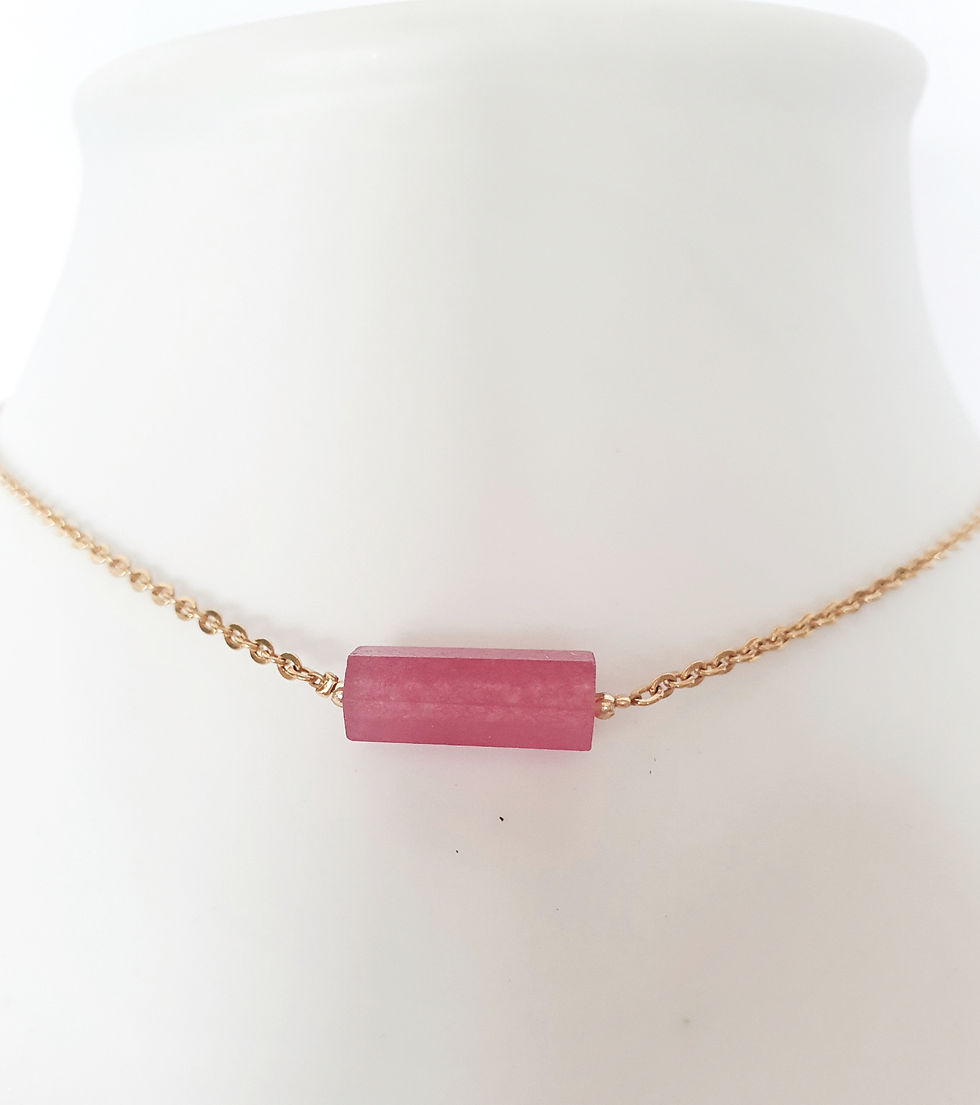 collier ras du cou,acier inoxydable, jade teinté