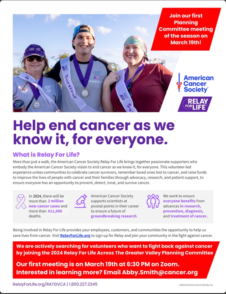 Relay for Life Planning Committee Meeting 