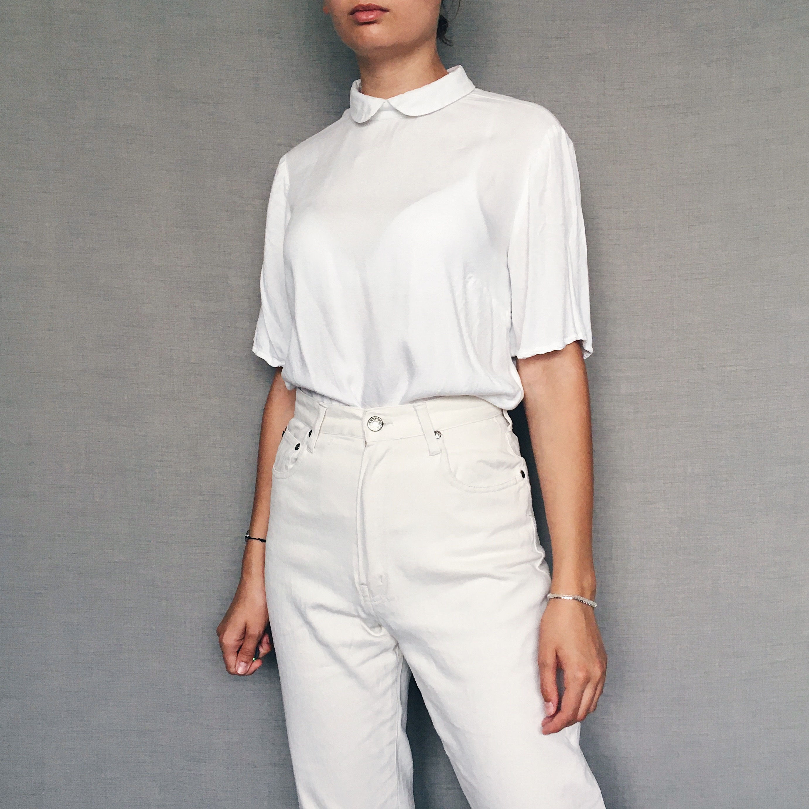 White high collar blouse