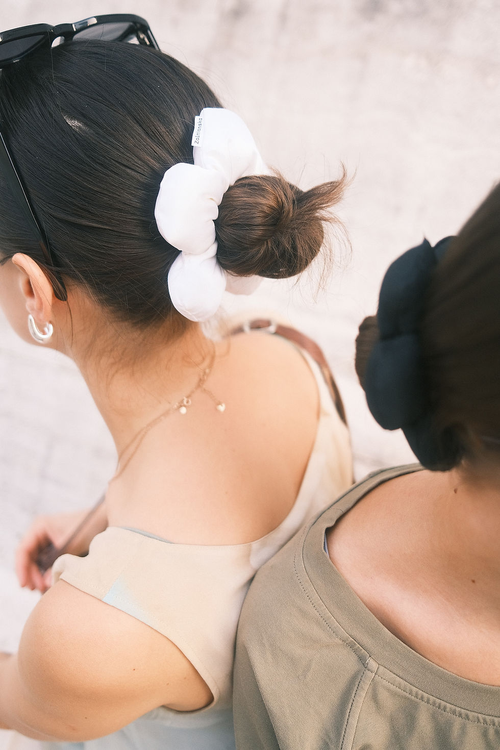 Thumbnail: Ivory white flower scrunchie