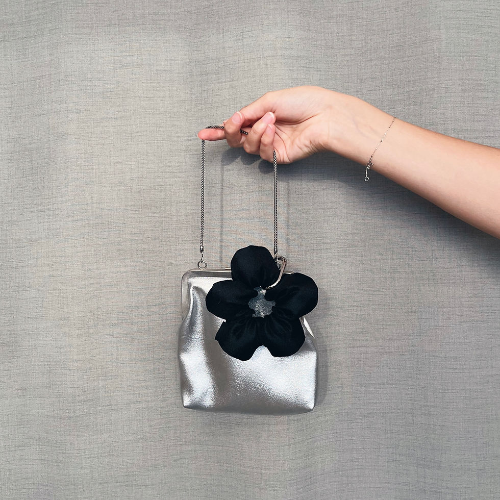 Thumbnail: Black flower scrunchie