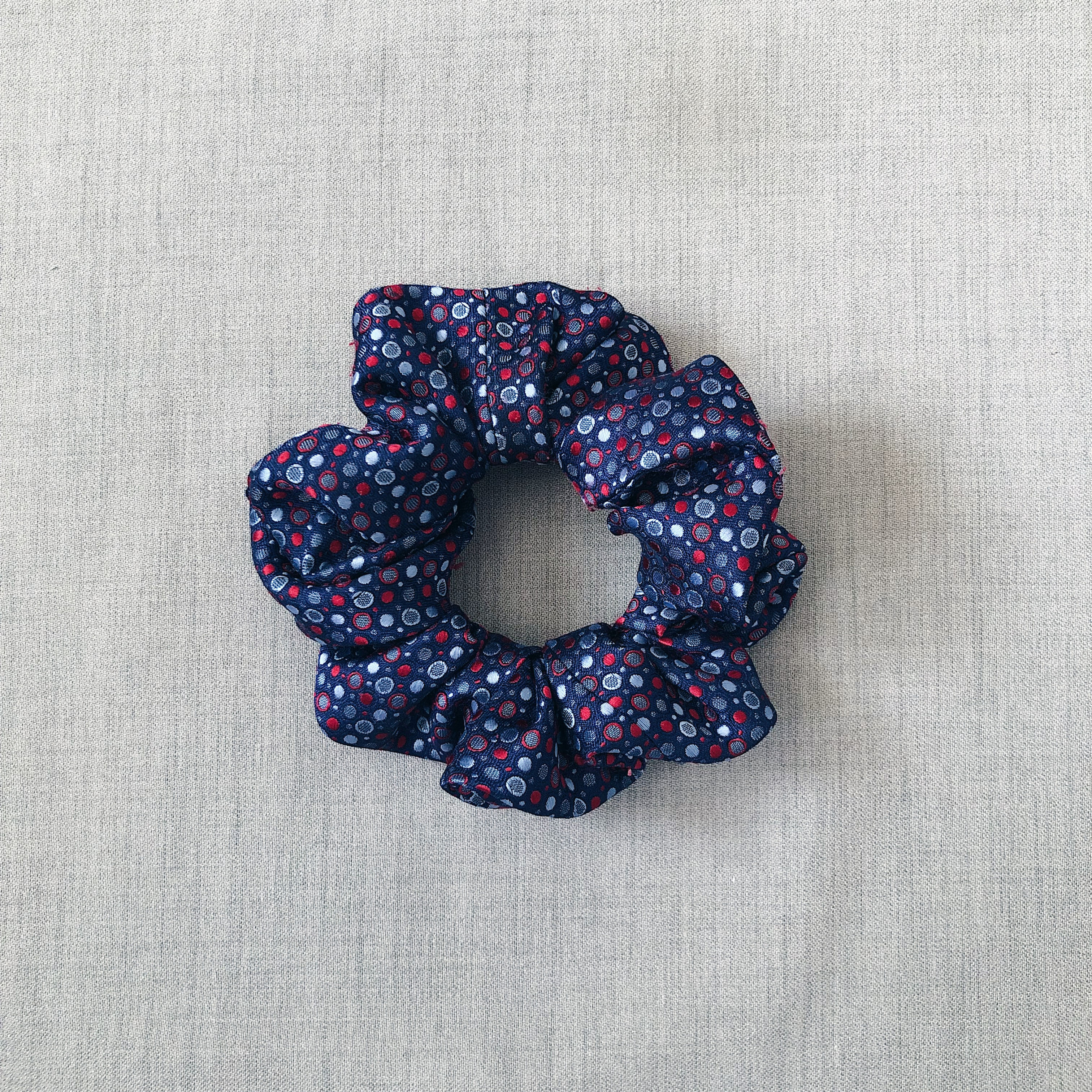 Upcycled tie scrunchie