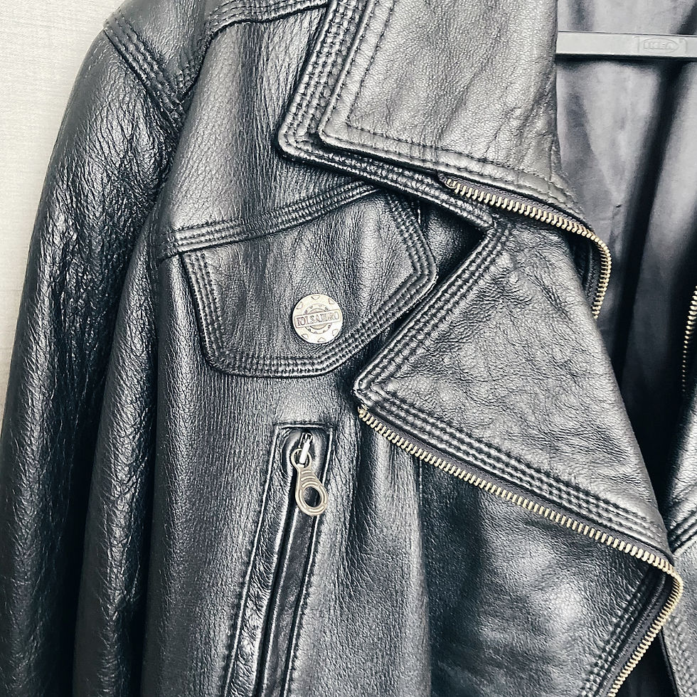 Thumbnail: Black leather biker jacket