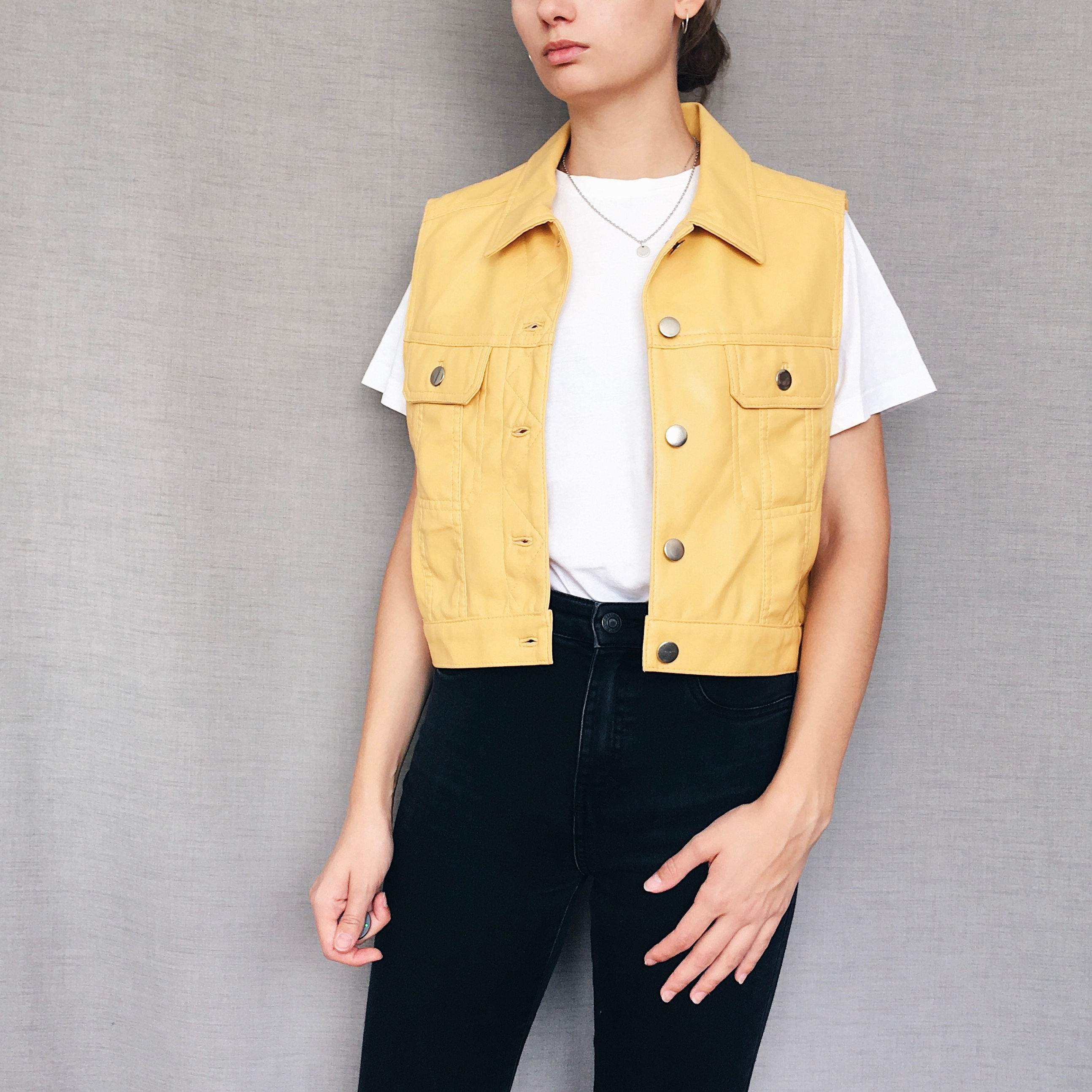 Yellow pleather vest