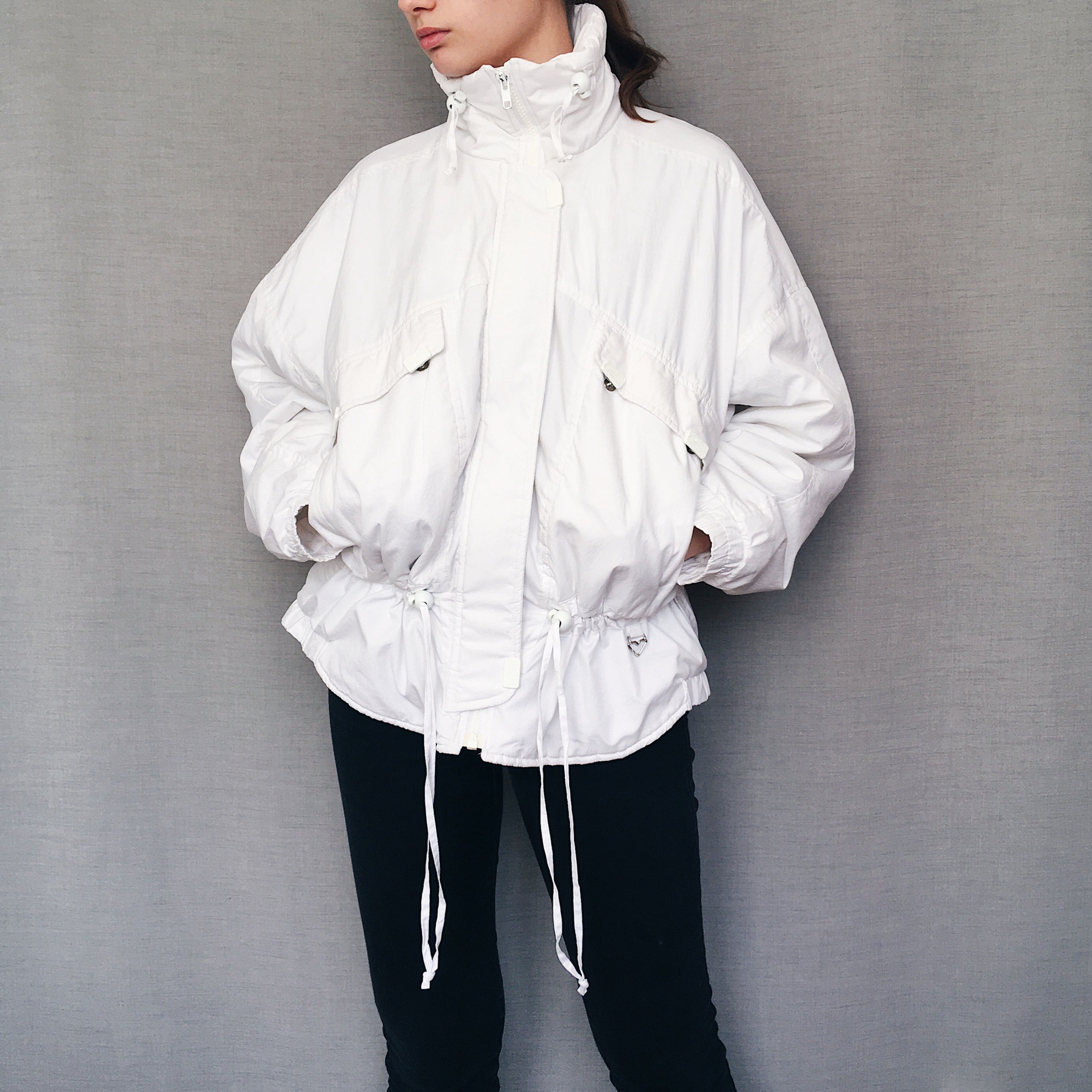 White windbreaker