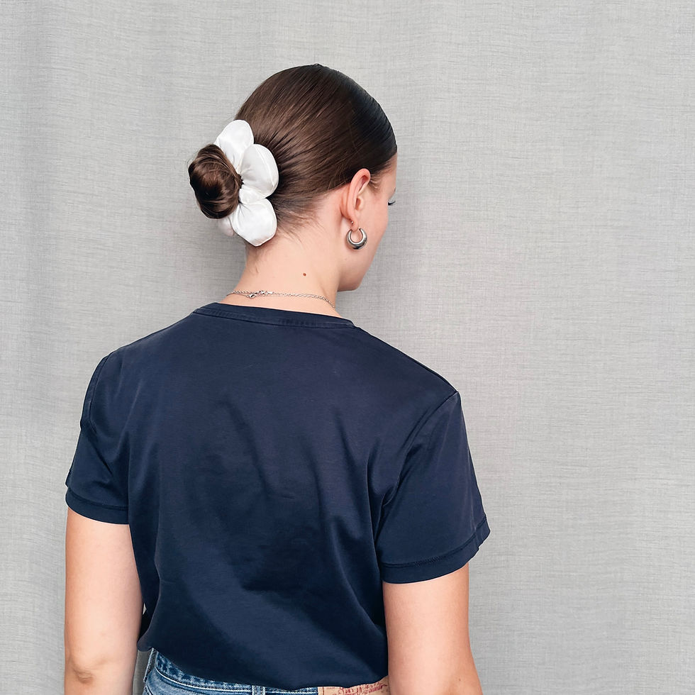 Thumbnail: Ivory white flower scrunchie