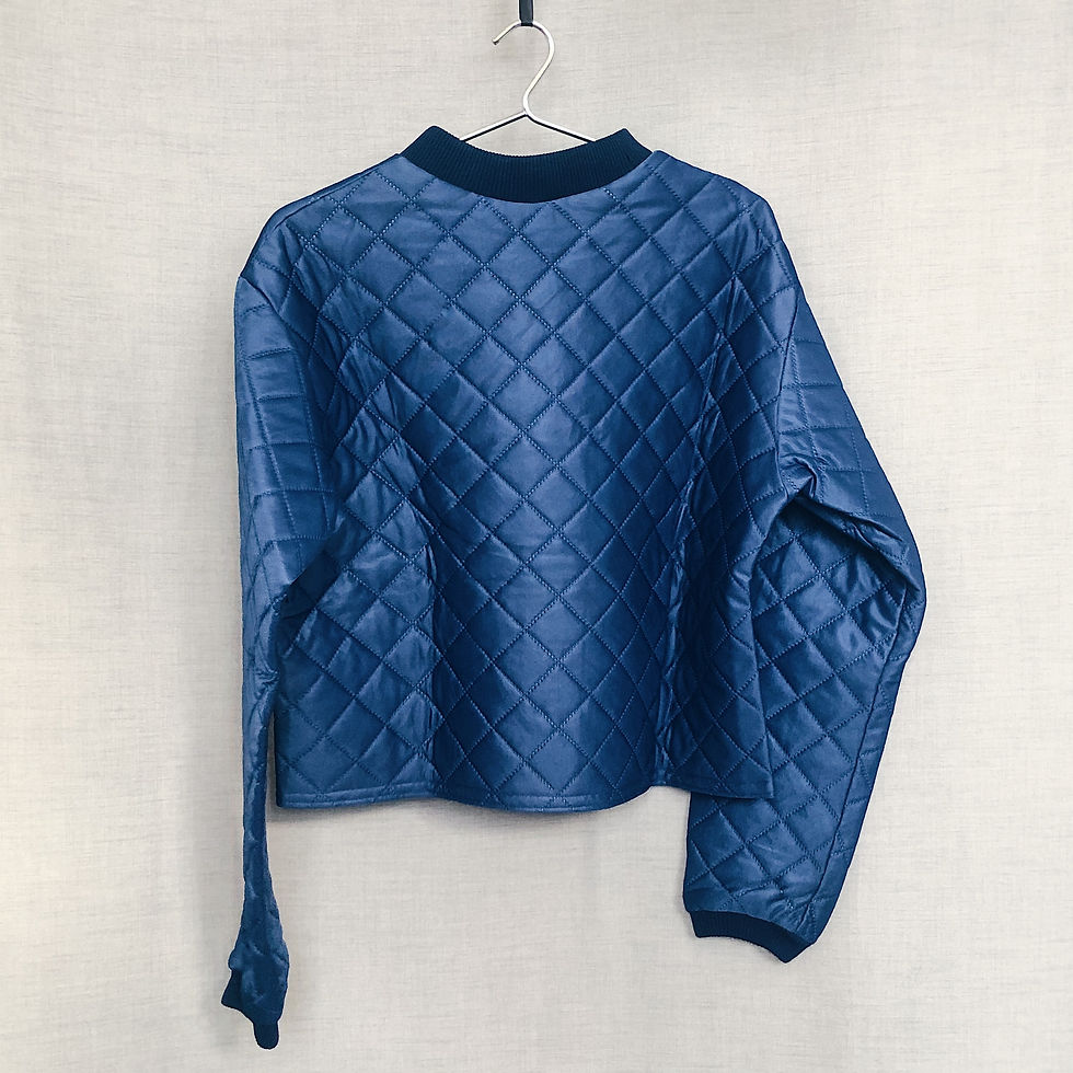 Thumbnail: Navy blue quilted sweater