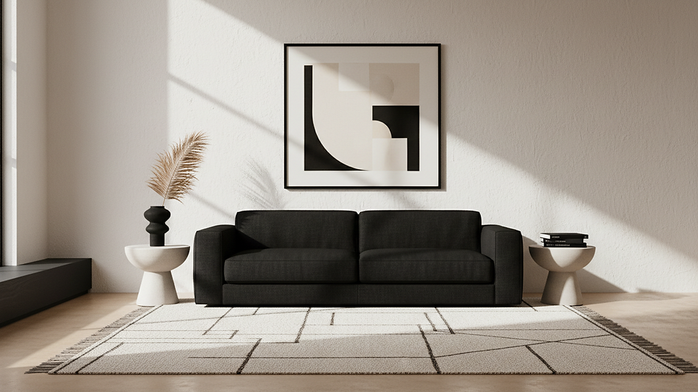 Eye-level view of a modern living room with minimalist decor