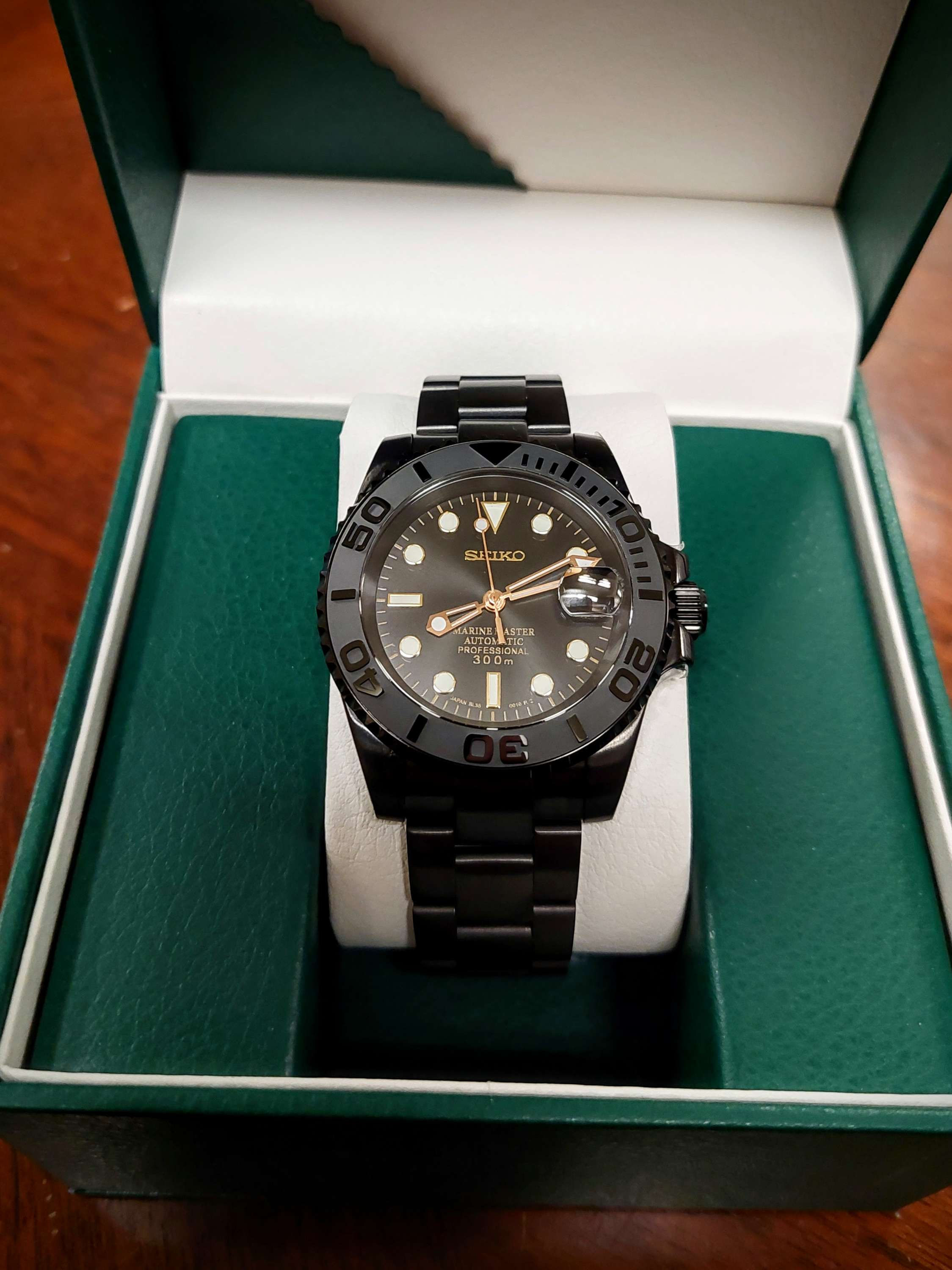 40mm black and rose gold Yacht Master mod