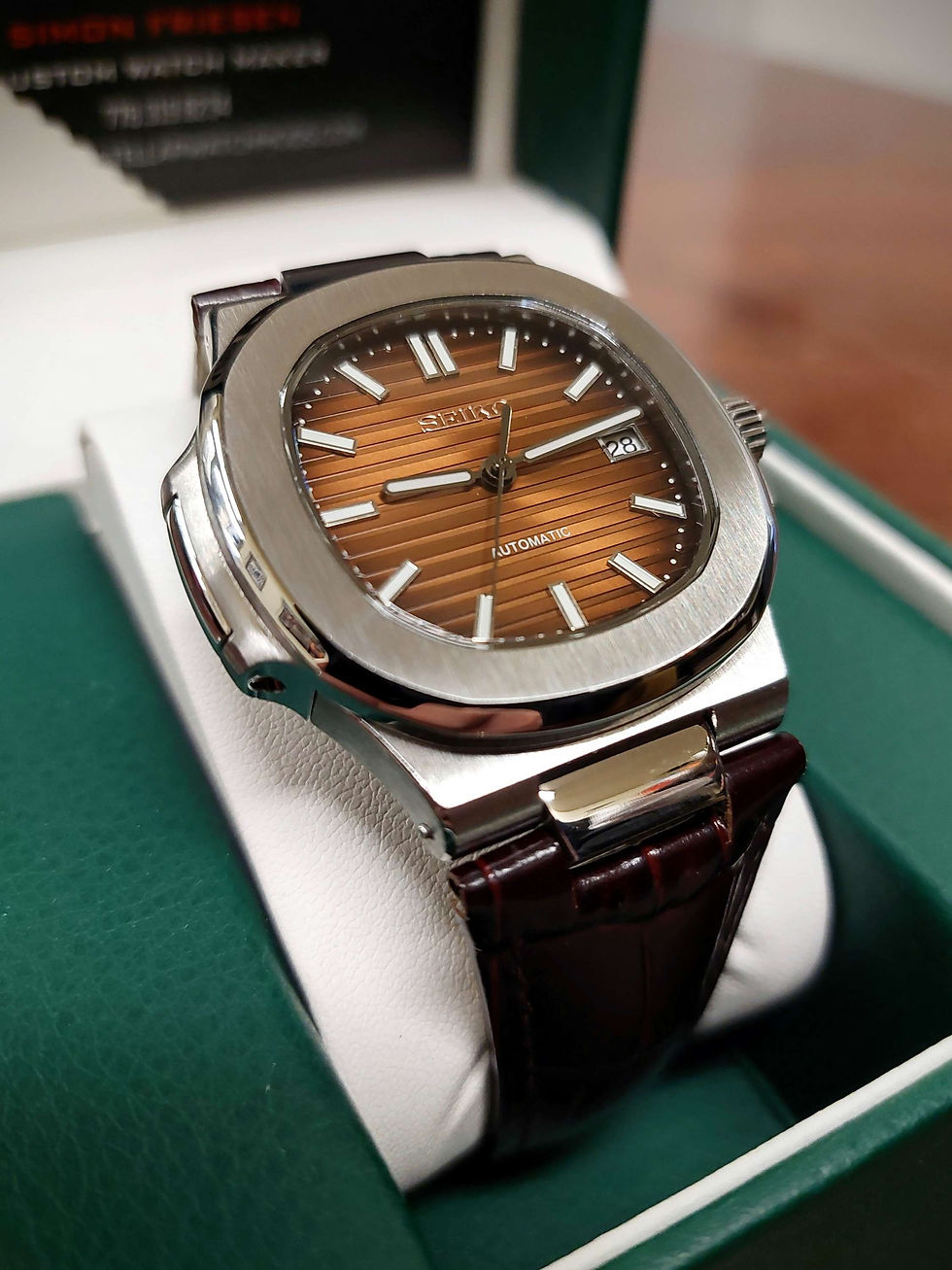 Thumbnail: 40mm bourbon leather Nautilus mod