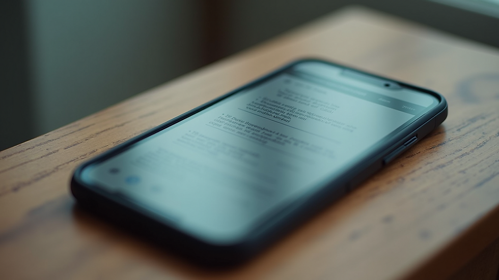 Close-up of a smartphone screen showing flashcards for study