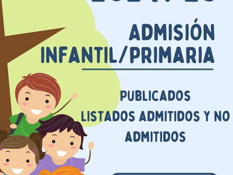 Publicado el listado de admitidos y no admitidos en Infantil/Primaria