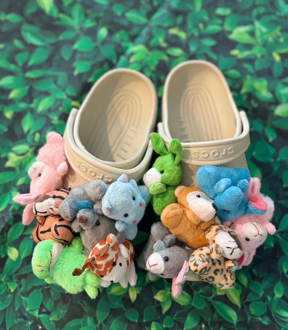 Mini plush animal croc charms