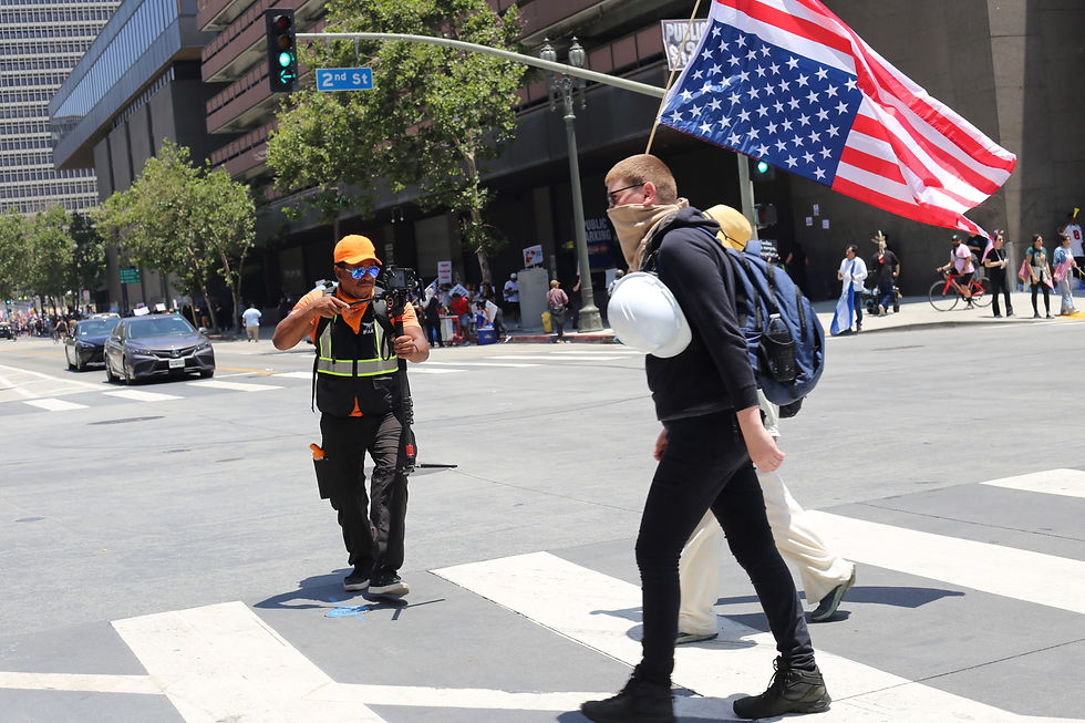 Dennis Flipoin on left at No Kings protest June 17th, 2025 Photo by Melissa Ferrick