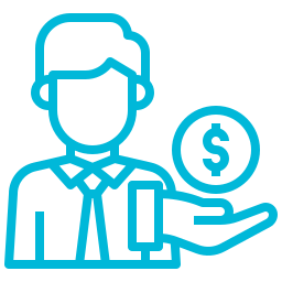 Finance and legal services icon showing accounting, law, finance and professional support
