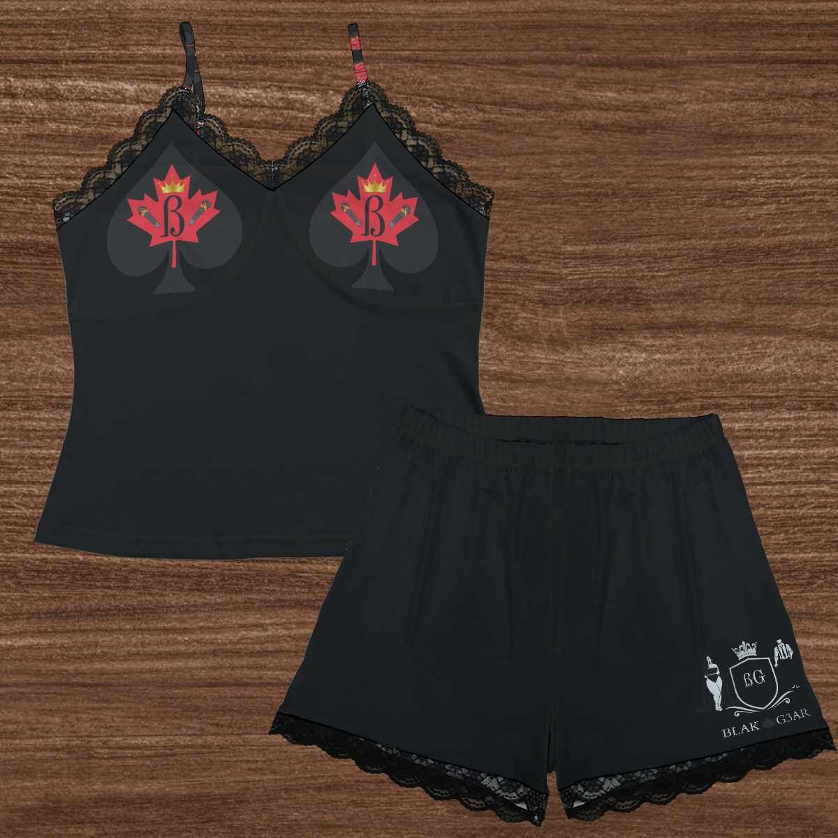 BAM - BLACK - PAJAMAS - SET - CAMI - LACE - TRIM