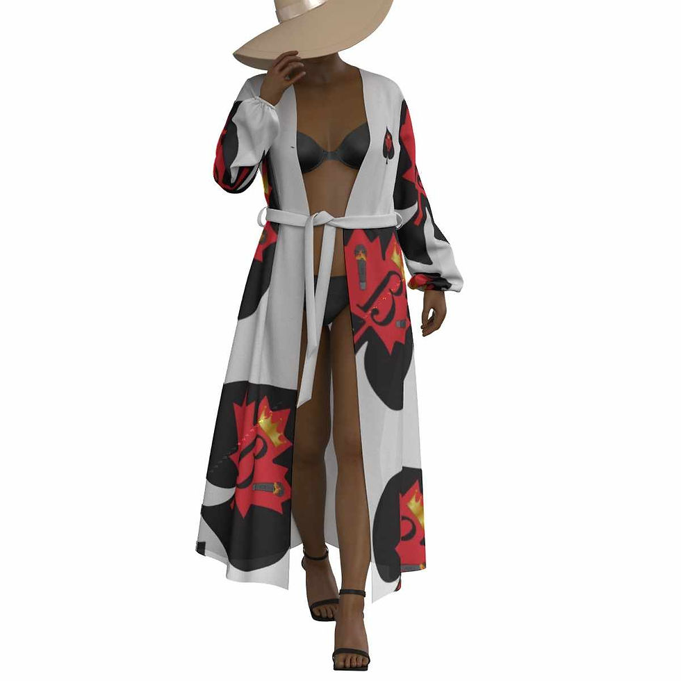 Thumbnail: BAM - LACE - CHIFFON - ROBE - WHITE