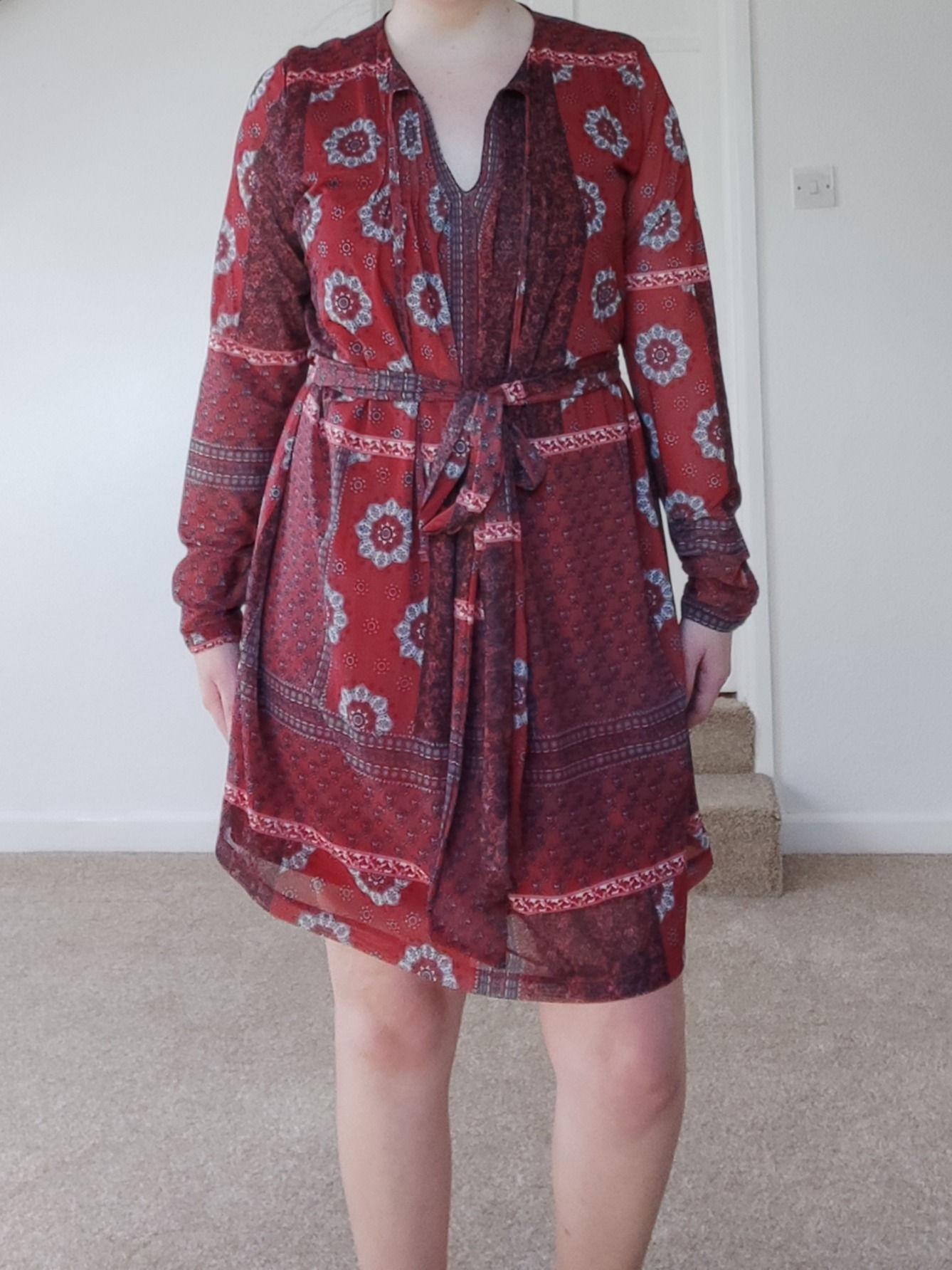 Printed Chiffon Tie Dress