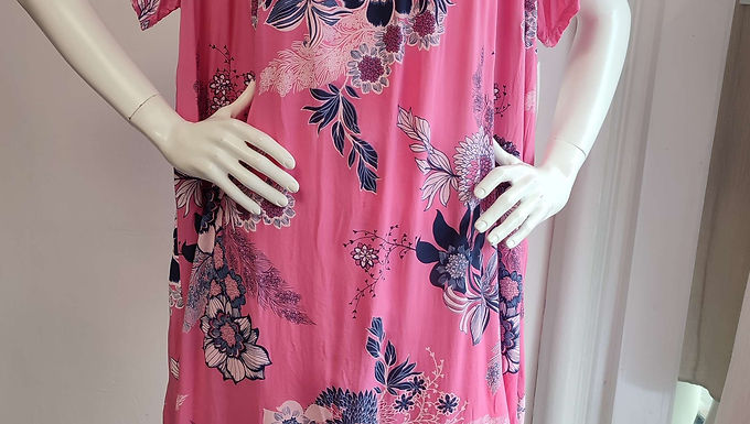  Crochet Shoulder Floral Print Tunic Dress