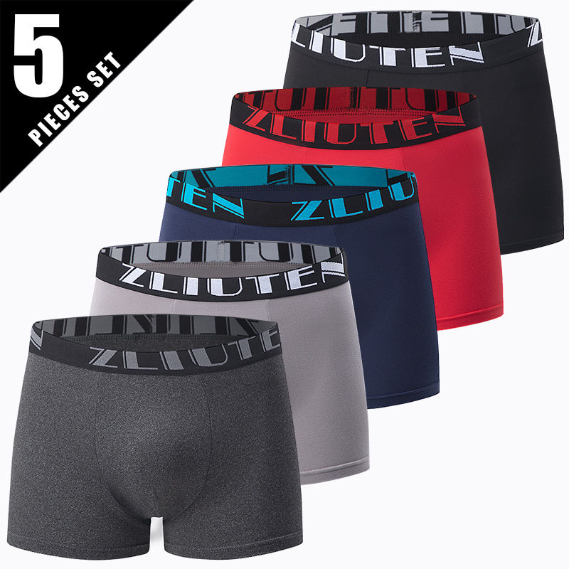 Thumbnail: 5 /10 Pack Men's Black Gold Printed Boxer Underwear Comfortable And Versatile Pl