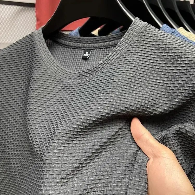 Thumbnail: Men's Short Sleeve Mesh Bamboo Ice Silk T-shirt Casual Versatile Summer Elastic 