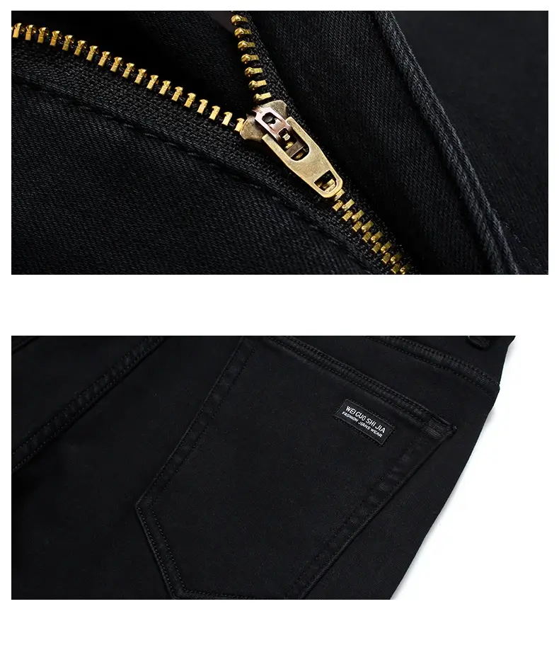 Thumbnail: Spring Autumn Men Classic Fashion Brand Jeans Homme Man Soft Stretch Black Biker