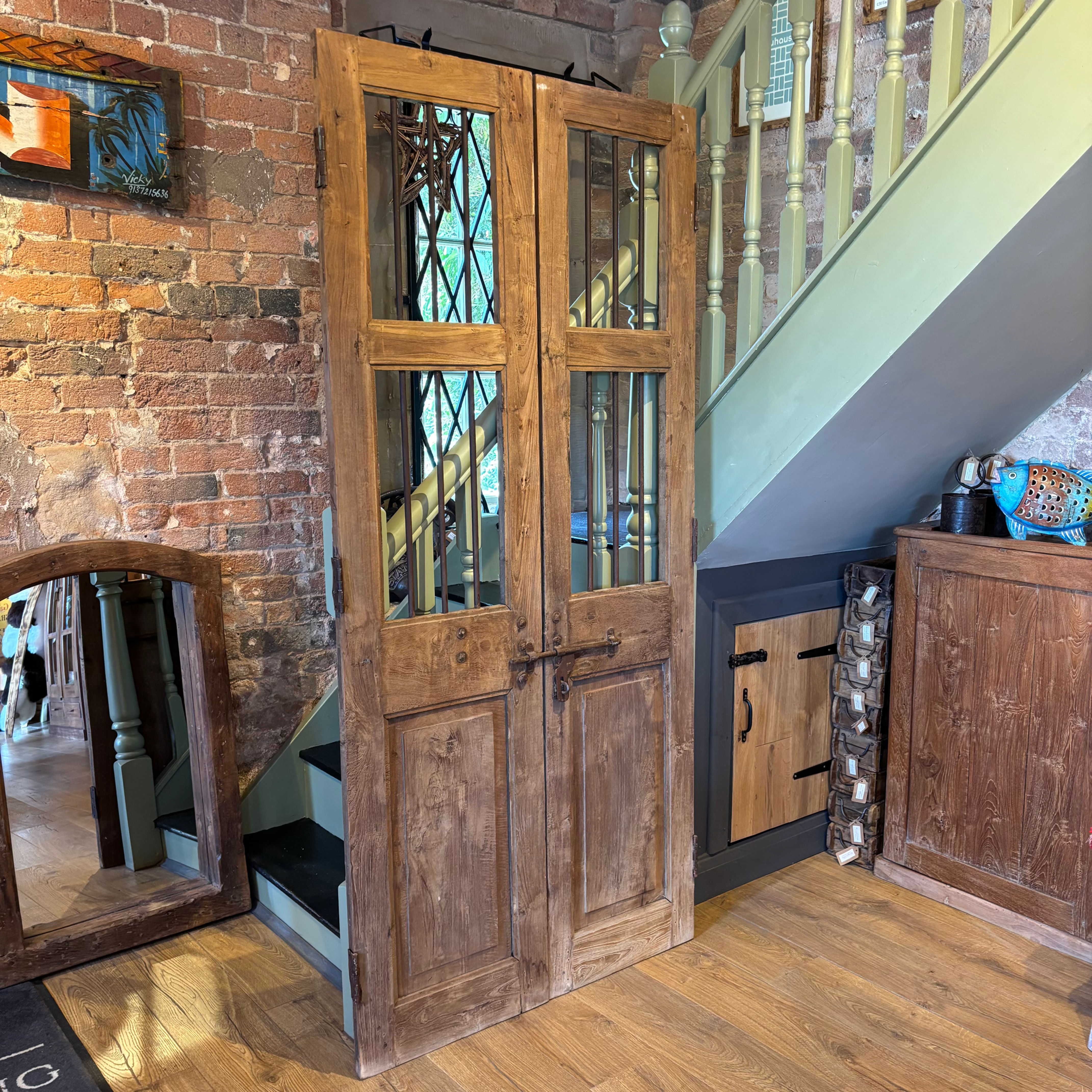 Pair of Vintage Wooden Door Shutter