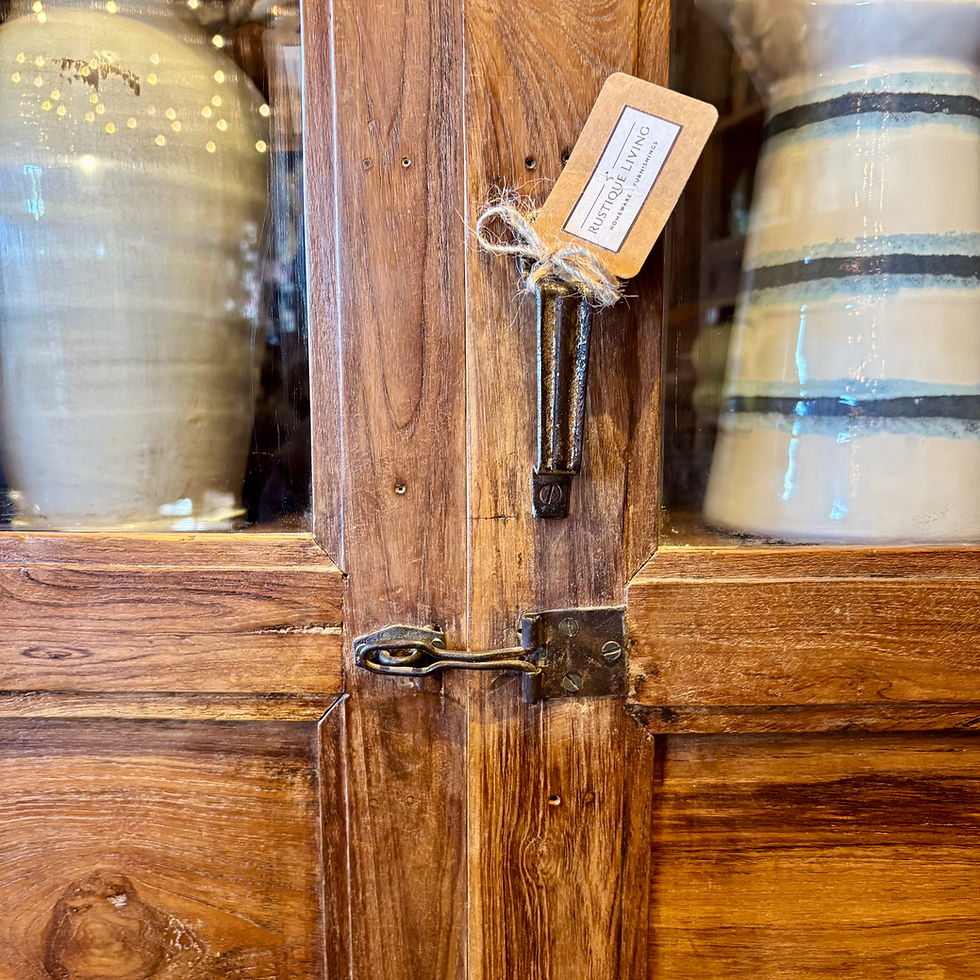 Thumbnail: Tall Wooden Cupboard with Glazed Windows