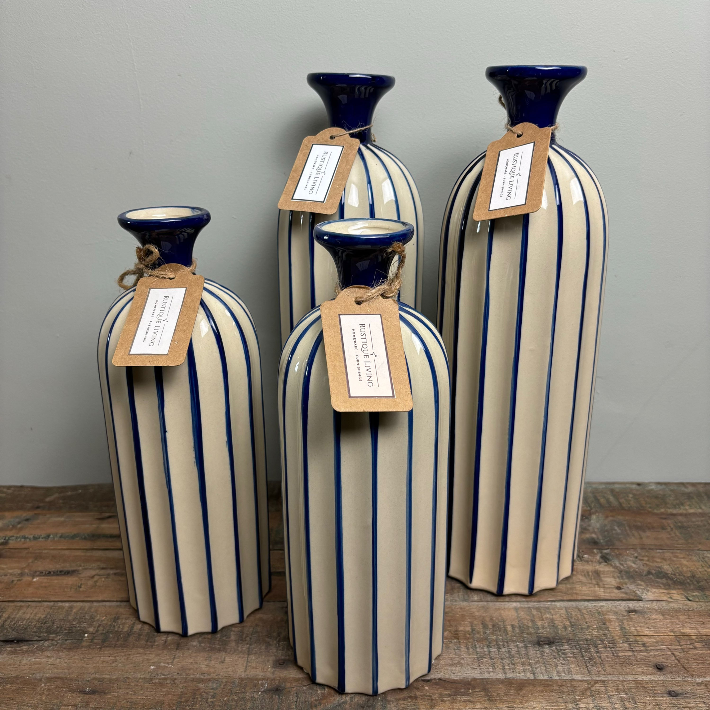 Tall Blue Stripe Vase