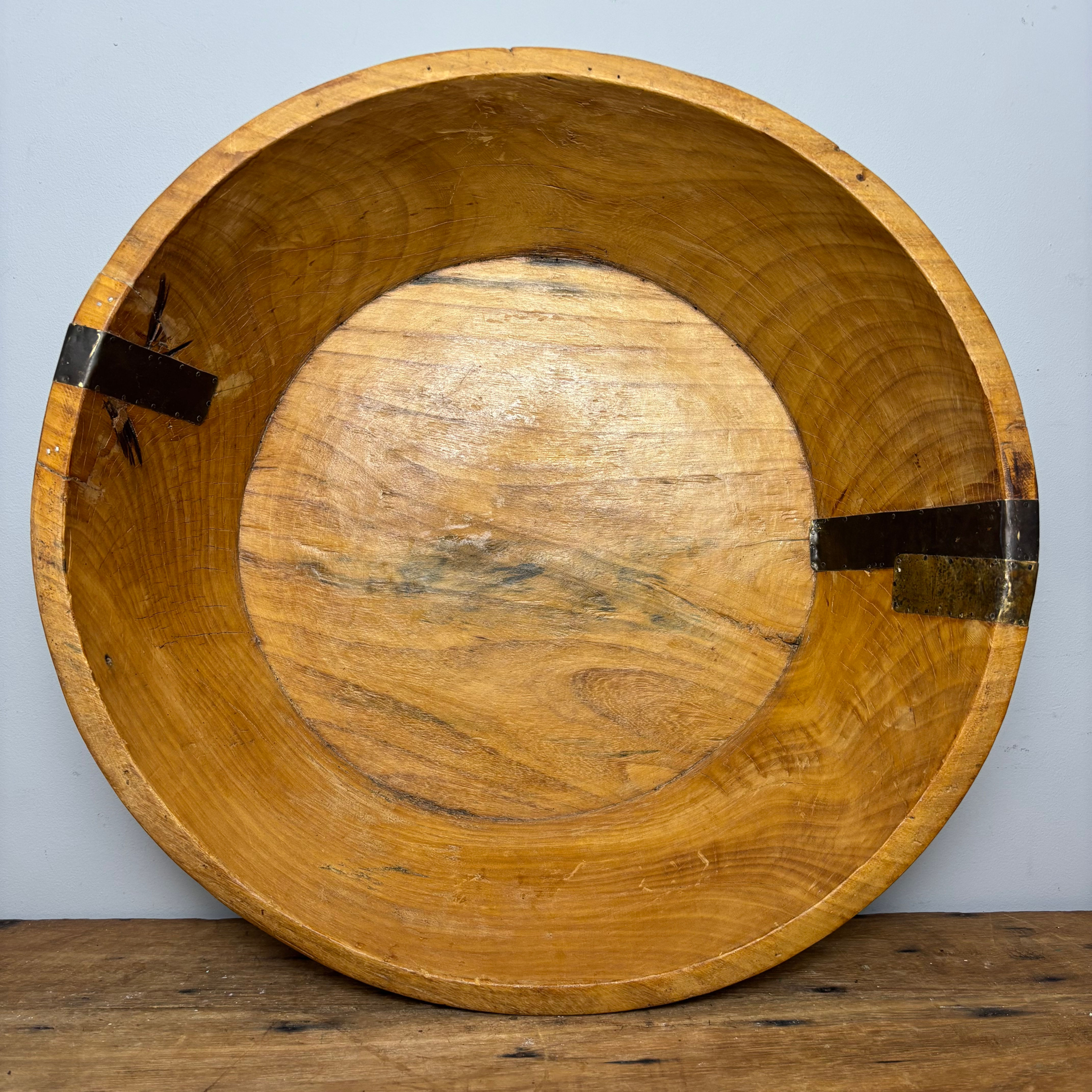 Large 19” Wooden Dough Bowl
