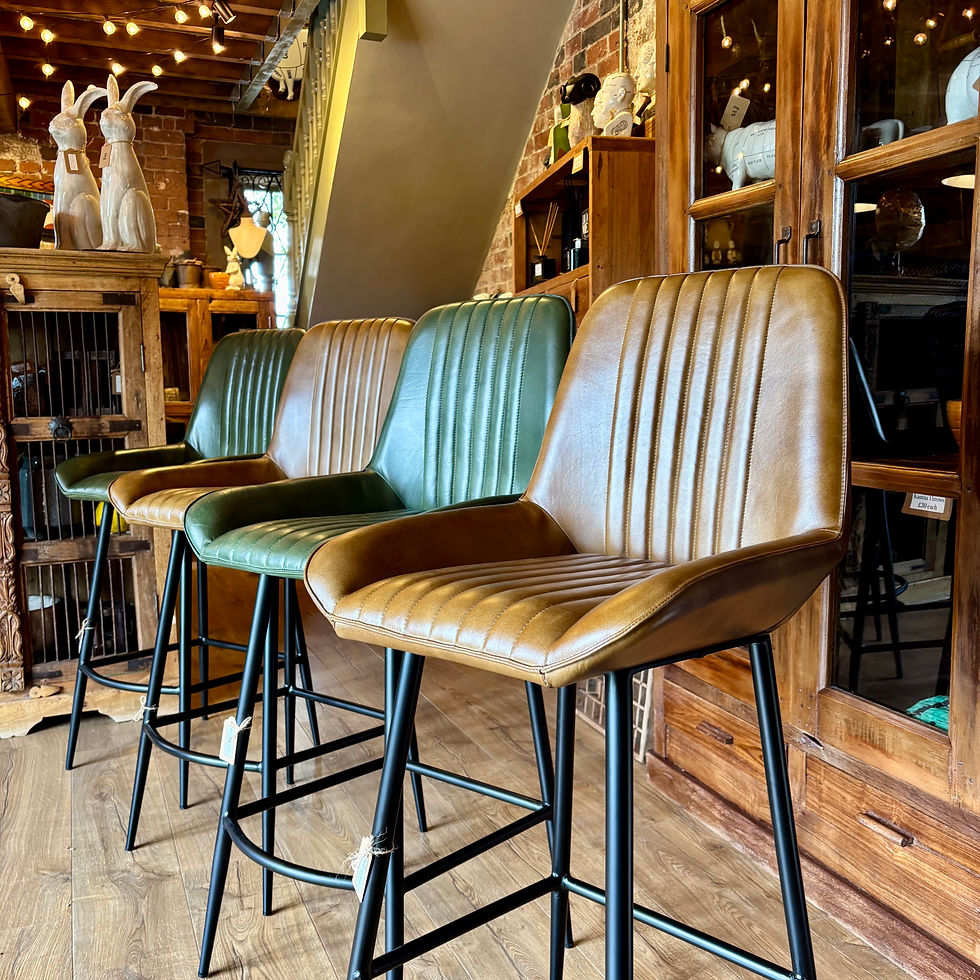 Thumbnail: Green Leather Bar Stool