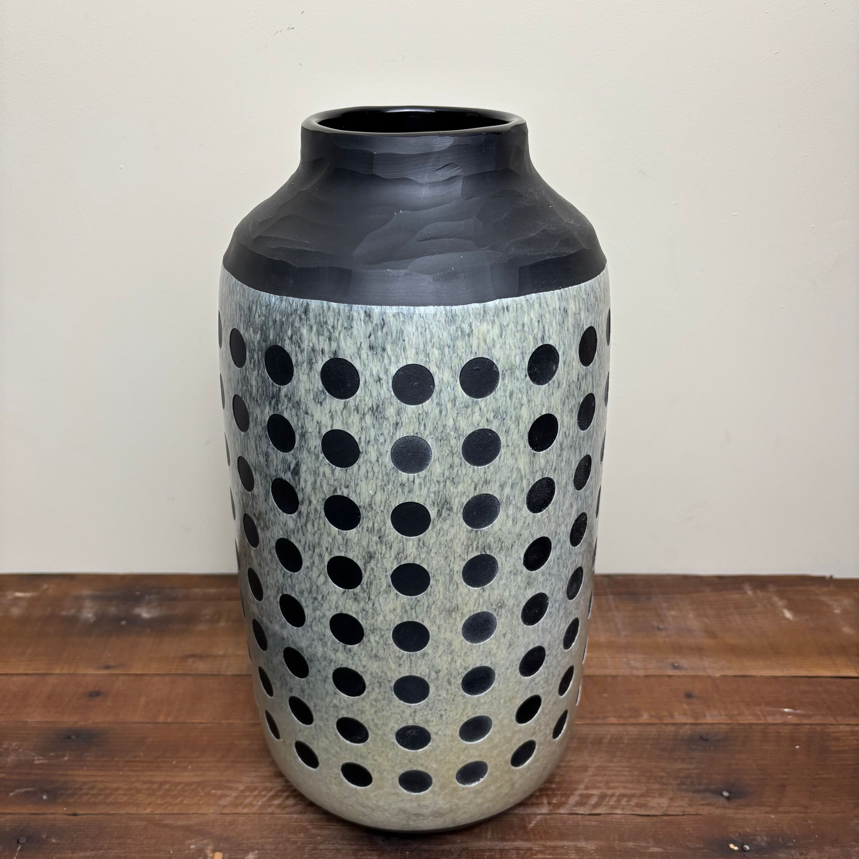 Black Spotty Glass Vase