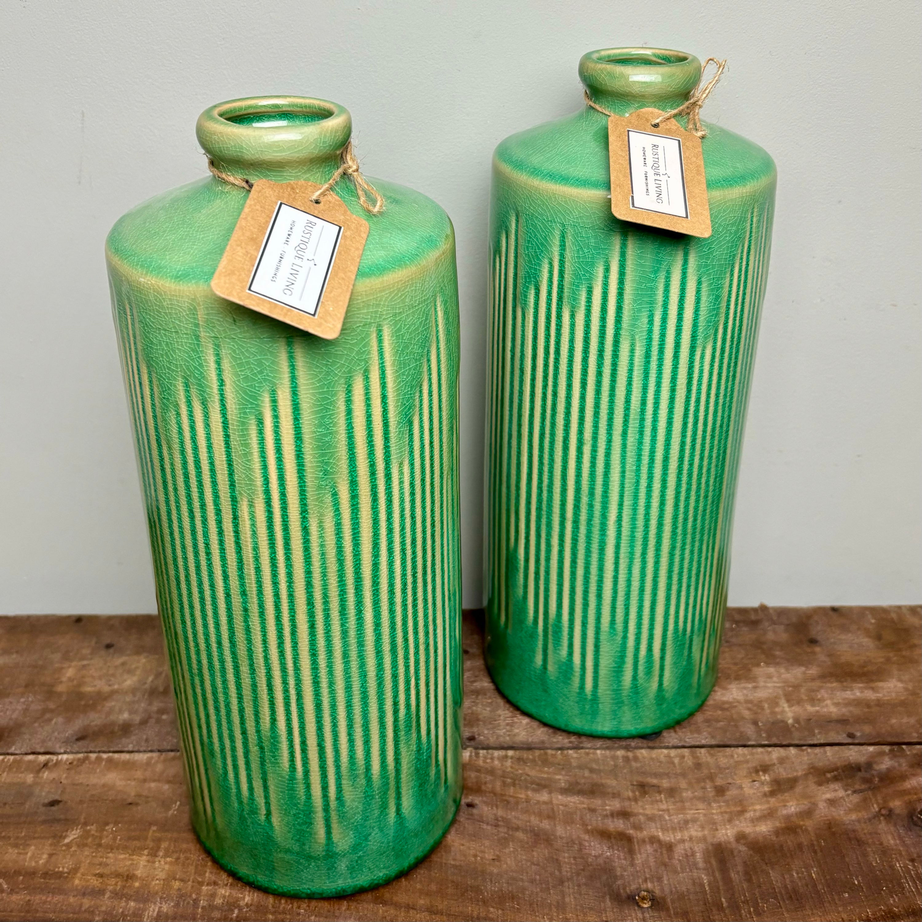 Tall Green Bottle Vase