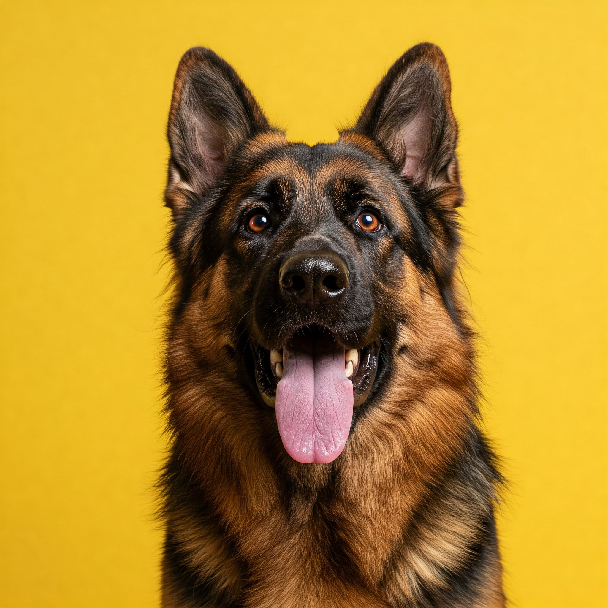 German Shepherd On Yellow Backdrop 