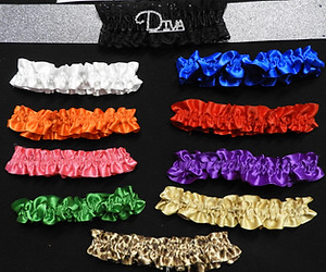 A shadow box with colorful garters