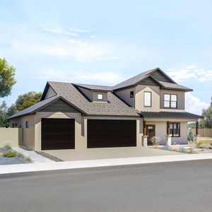 Photorealistic exterior rendering of 2358 Honeycrisp Drive, a new residential home in Grand Junction, Colorado.
