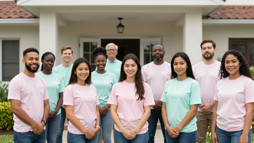 Church volunteers in matching t-shirts