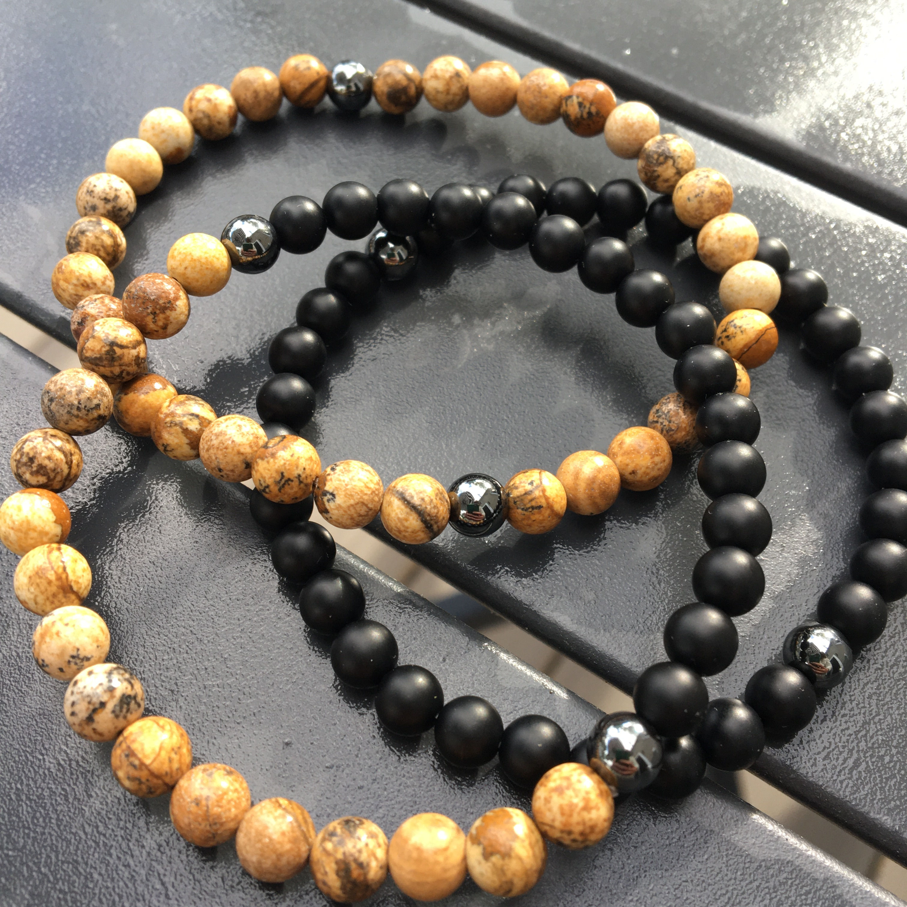 picture jasper and onyx bracelets for men