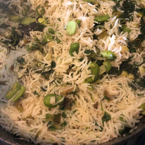 Broad bean and dill pilaf
